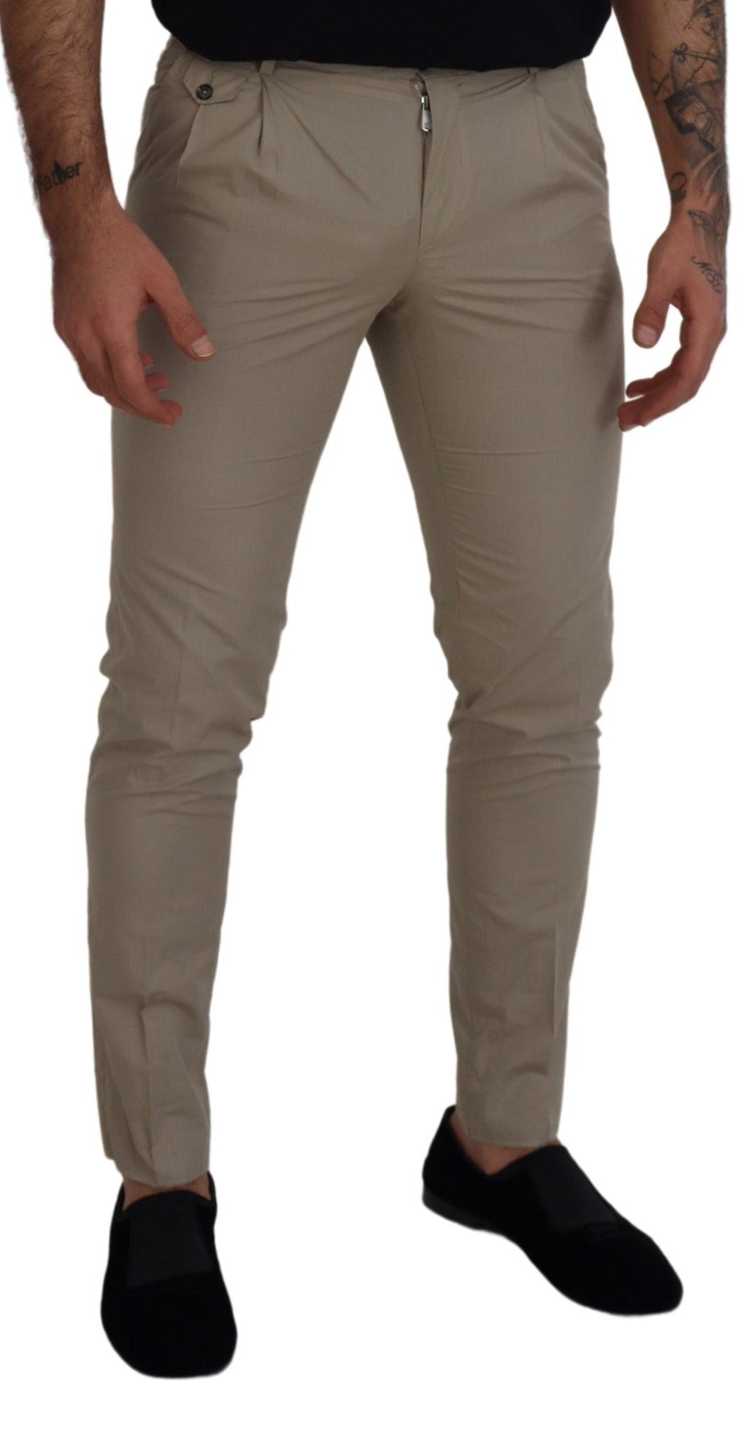 Dolce & Gabbana Beige Cotton Slim Fit Men Pants