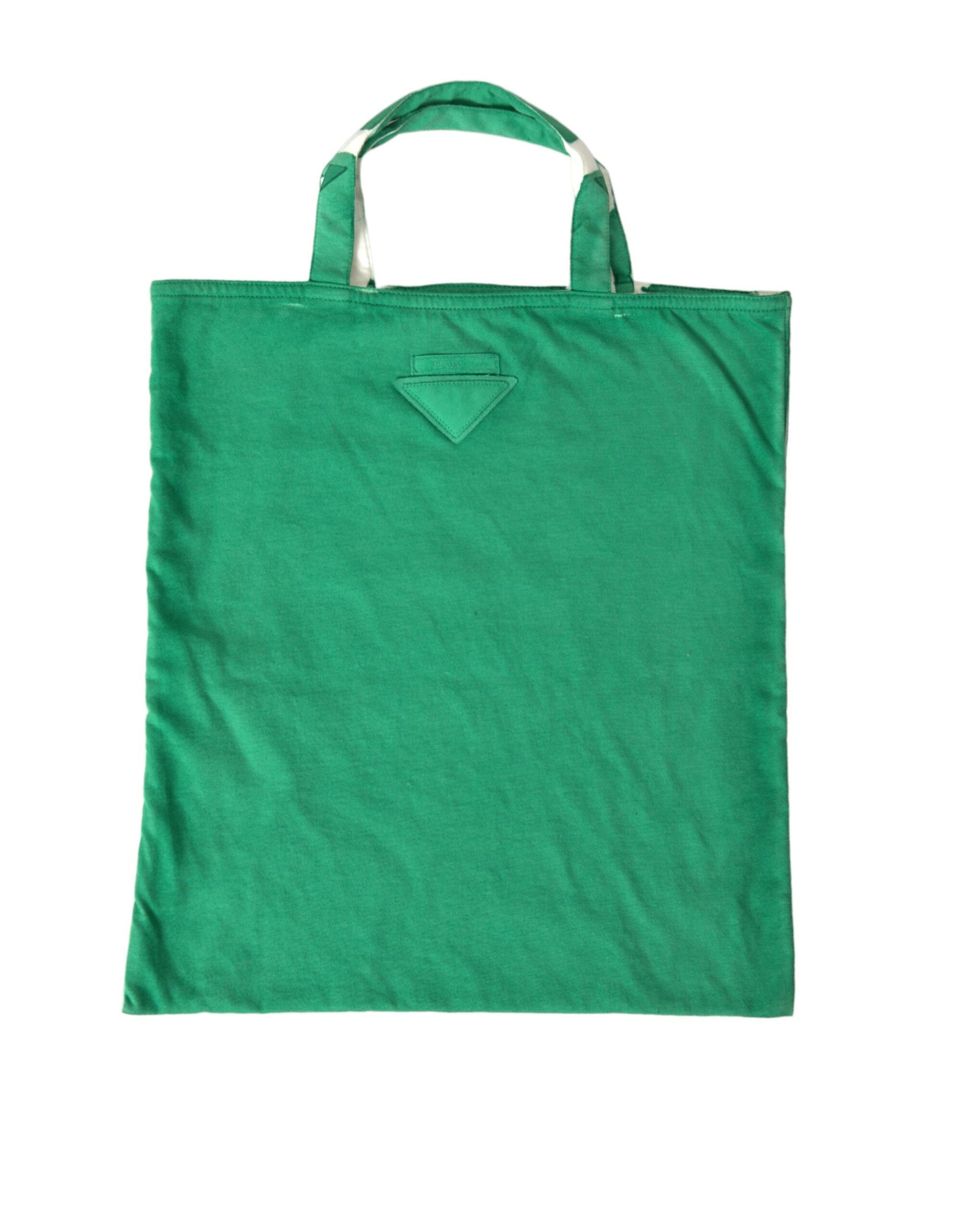 Prada Green Jersey Fabric Logo Shoulder Shopping Tote Shopping Bag