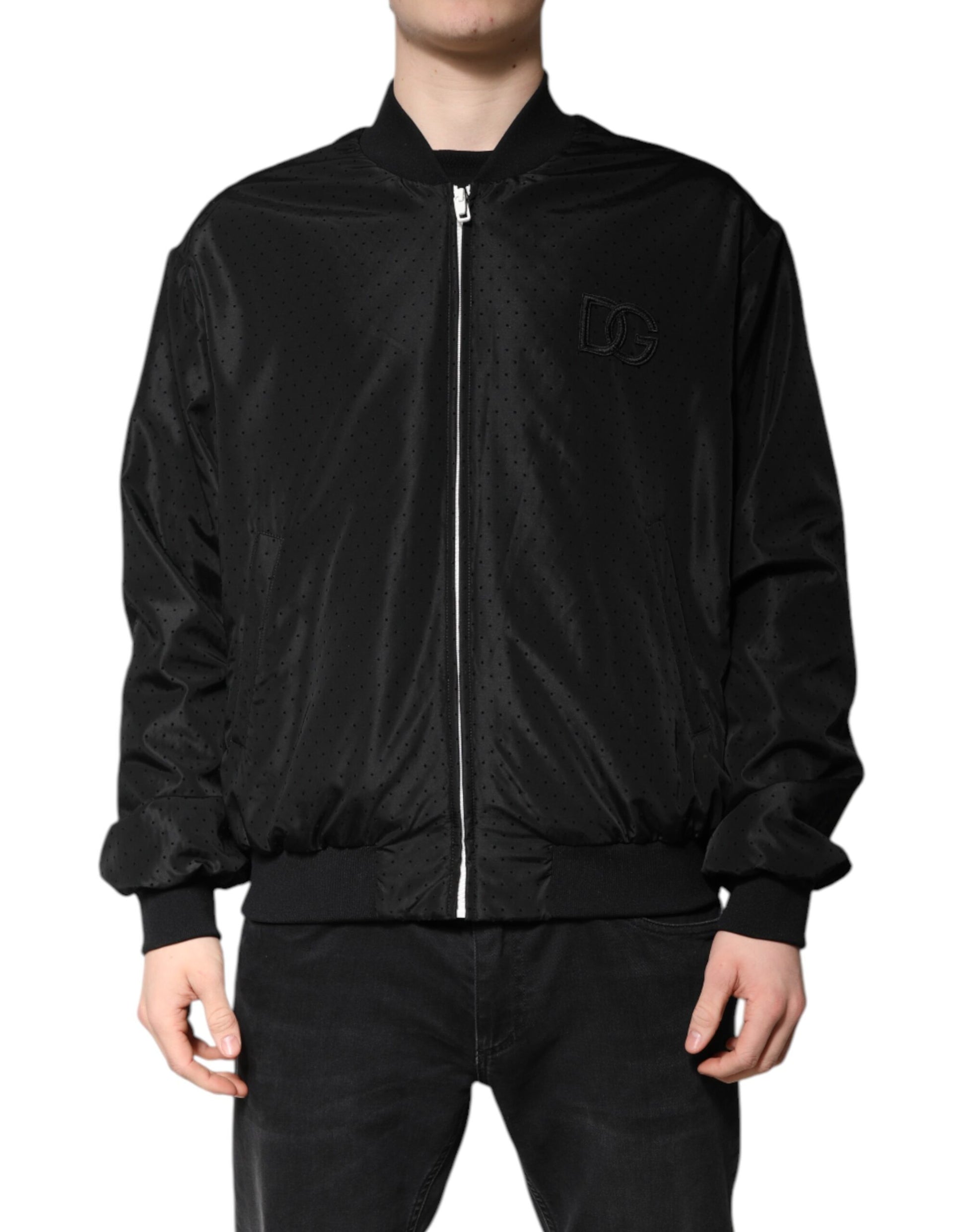 Dolce & Gabbana Black Long Sleeves Full Zip Bomber Jacket