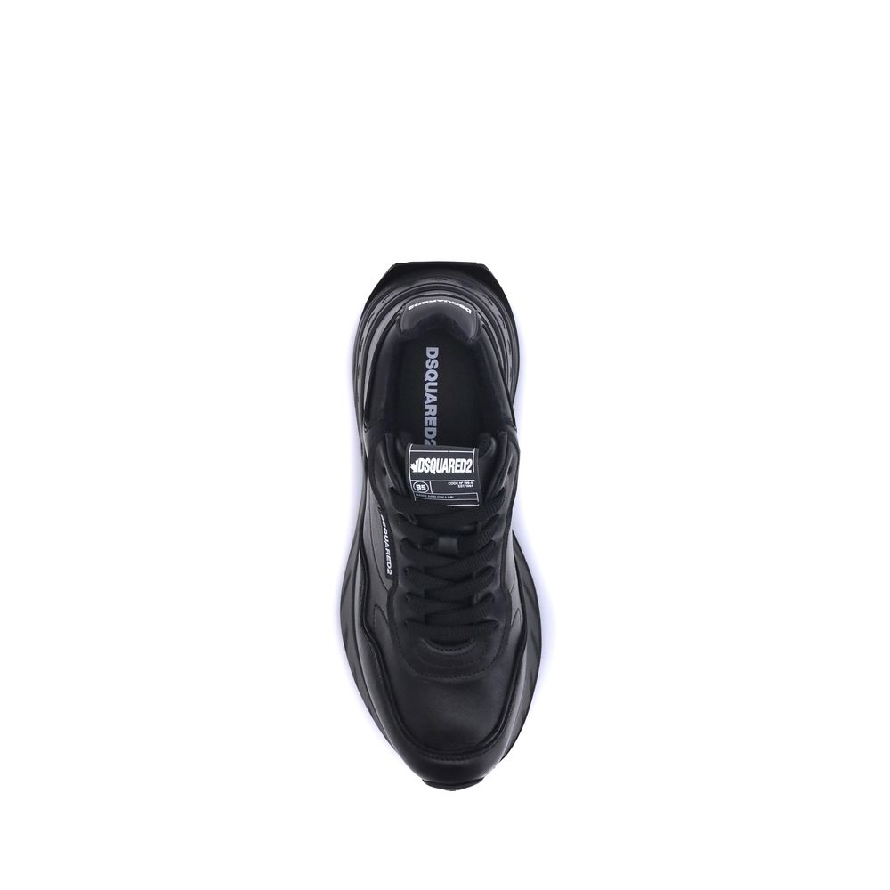 Dsquared² Black Calf Leather Bos Taurus Athletic Sneakers