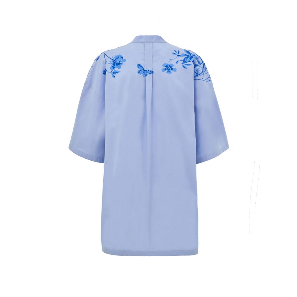 Gucci Blue Cotton Pattern Shirt