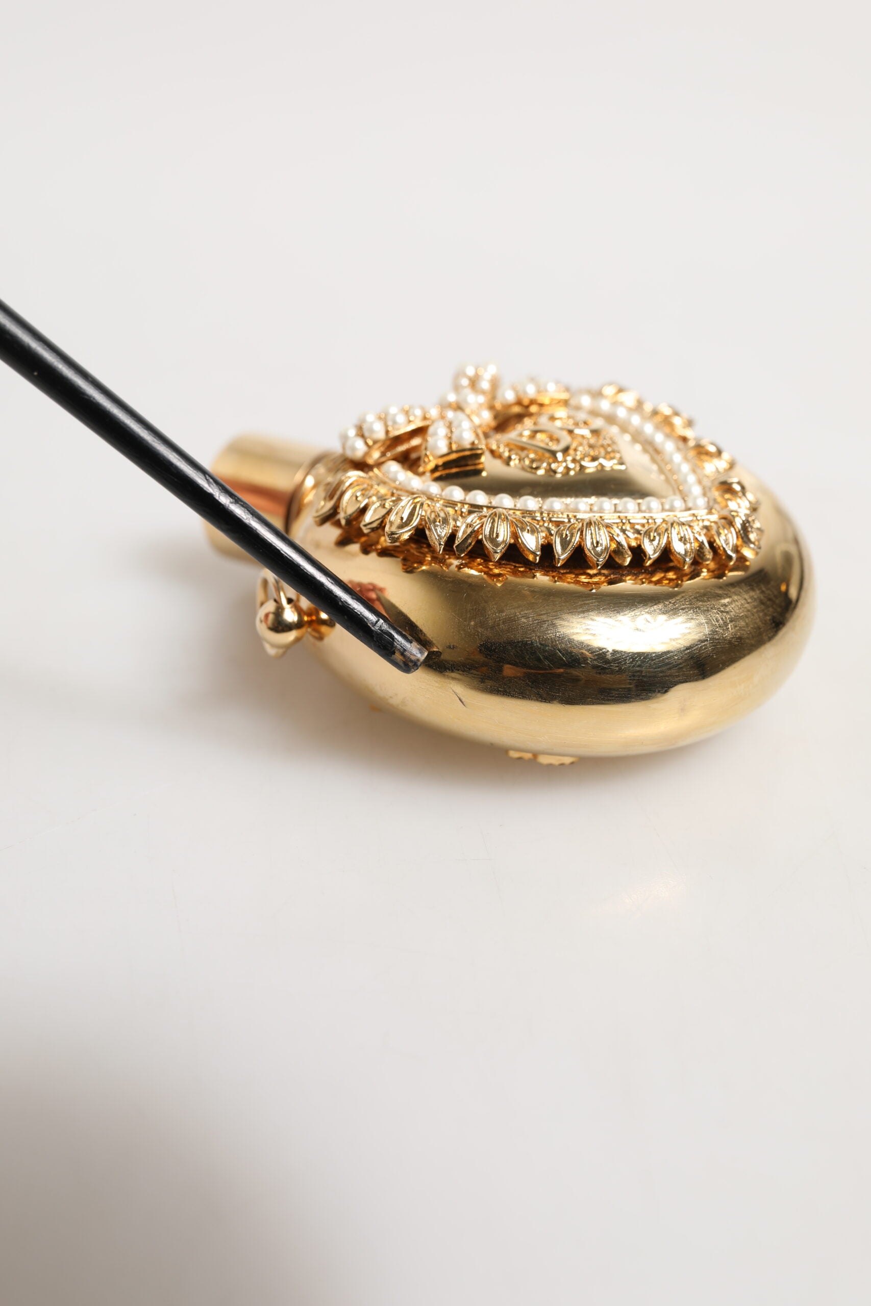 Dolce & Gabbana Gold Brass Rhinestone Devotion Charm Pendant Necklace