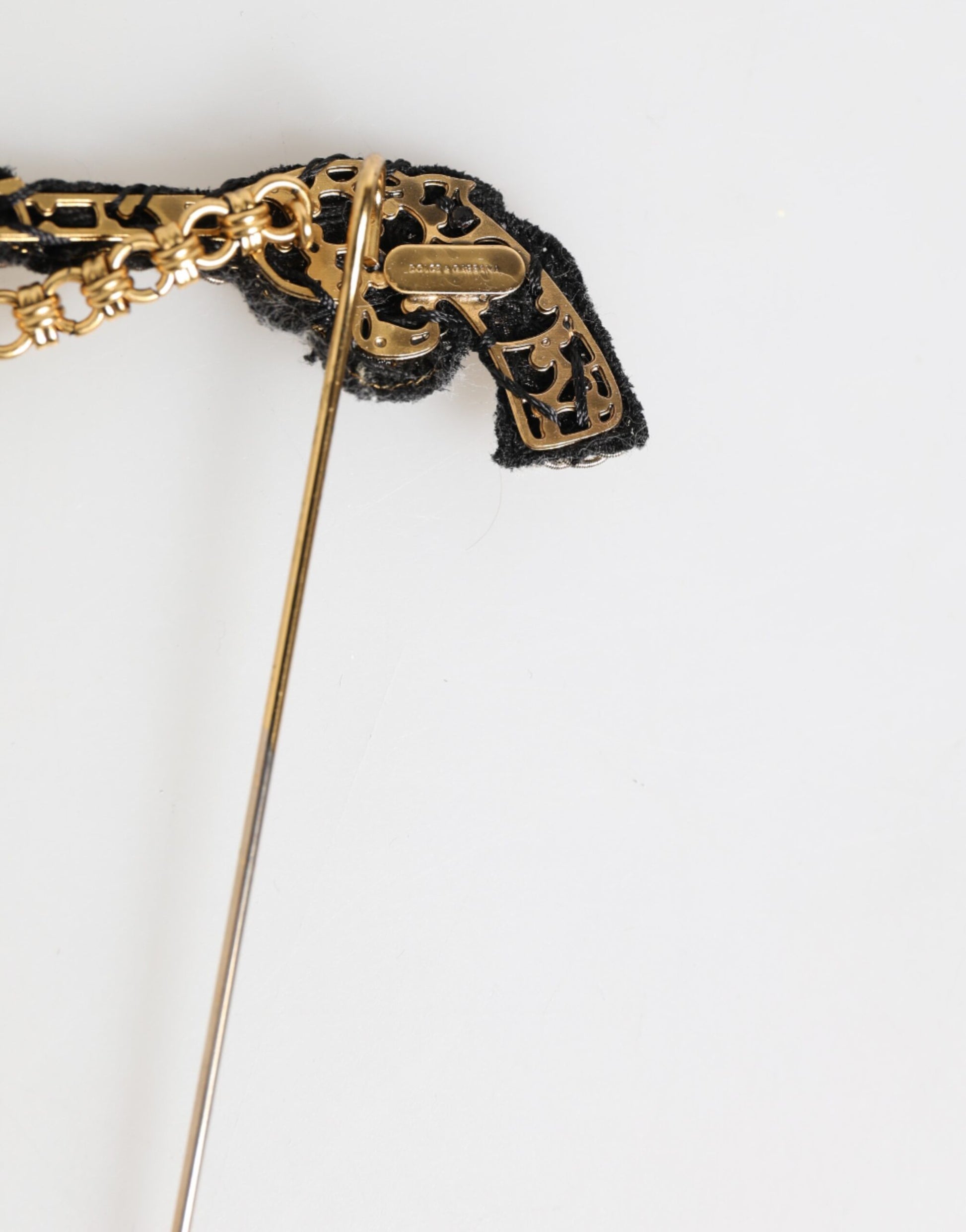 Dolce & Gabbana Lapel Pin Brass Copper Revolver Men Accessories Brooch