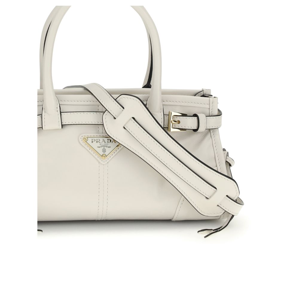 Prada White Calf Leather Bos Taurus False
