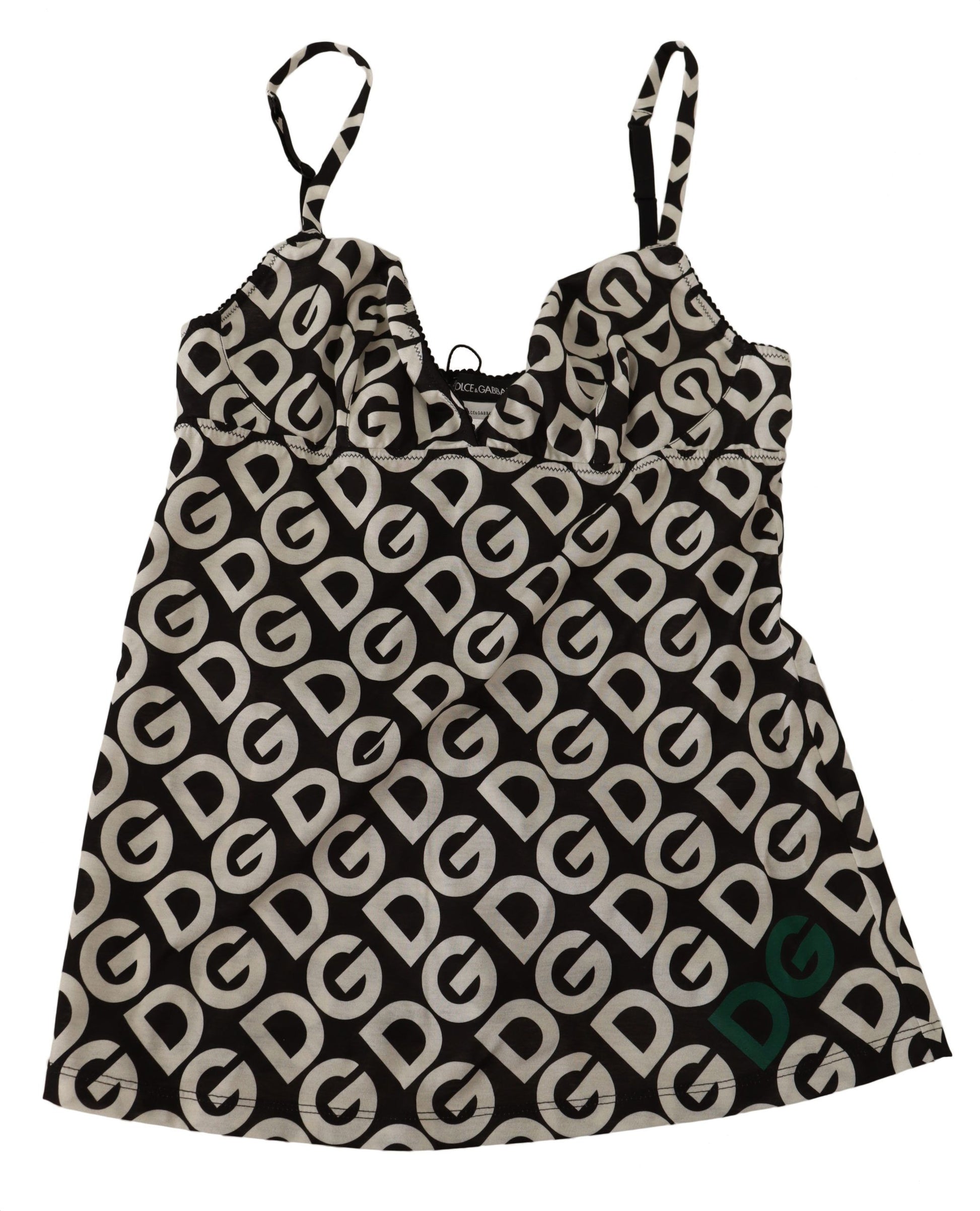 Dolce & Gabbana Black White Logo Print Camisole Top Underwear
