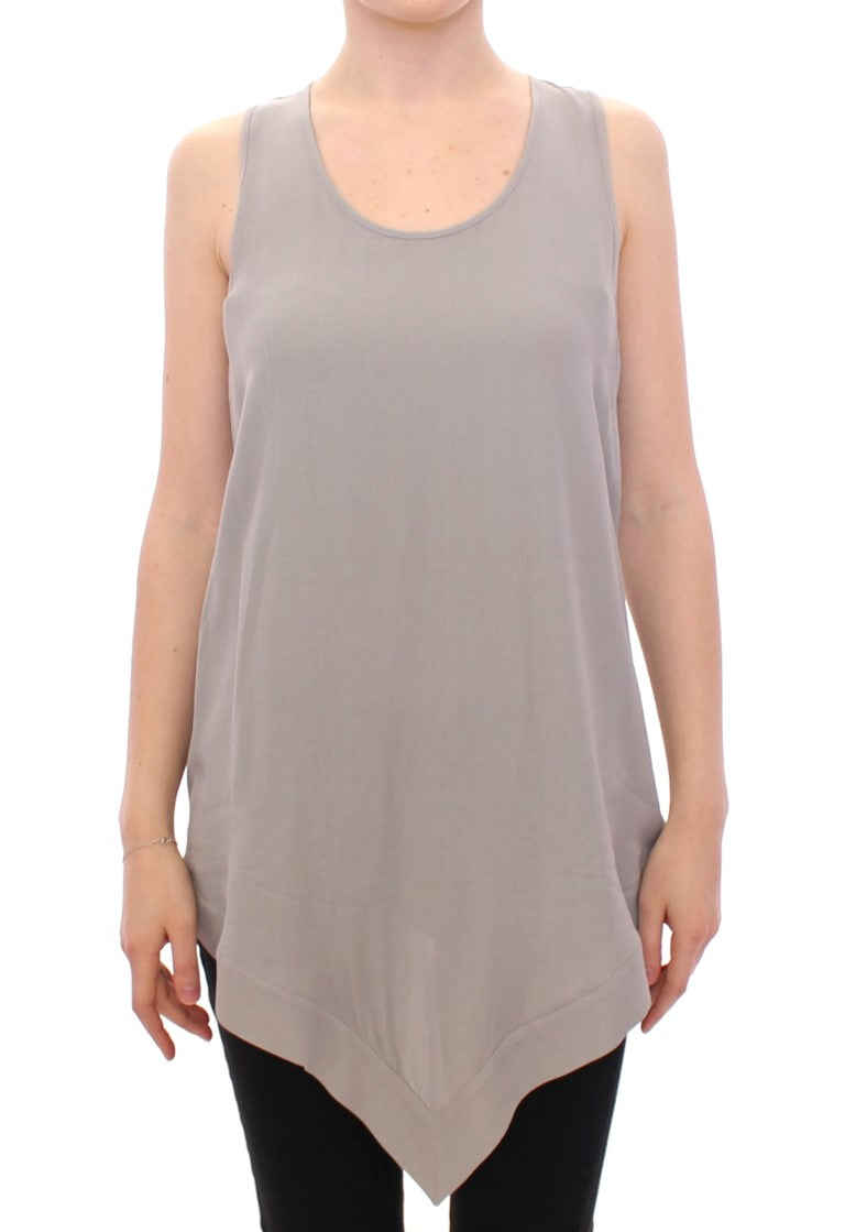 Comeforbreakfast Gray Viscose Tank Top Shirt Blouse