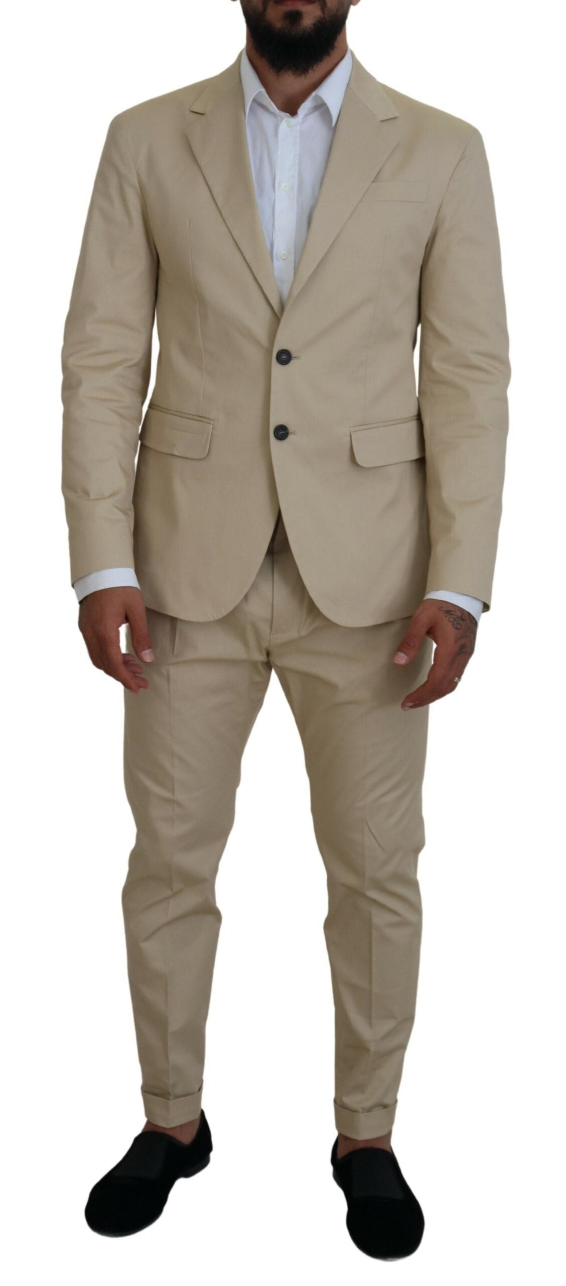 Dsquared¬≤ Beige Cotton Single Breasted 2 Piece CIPRO Suit