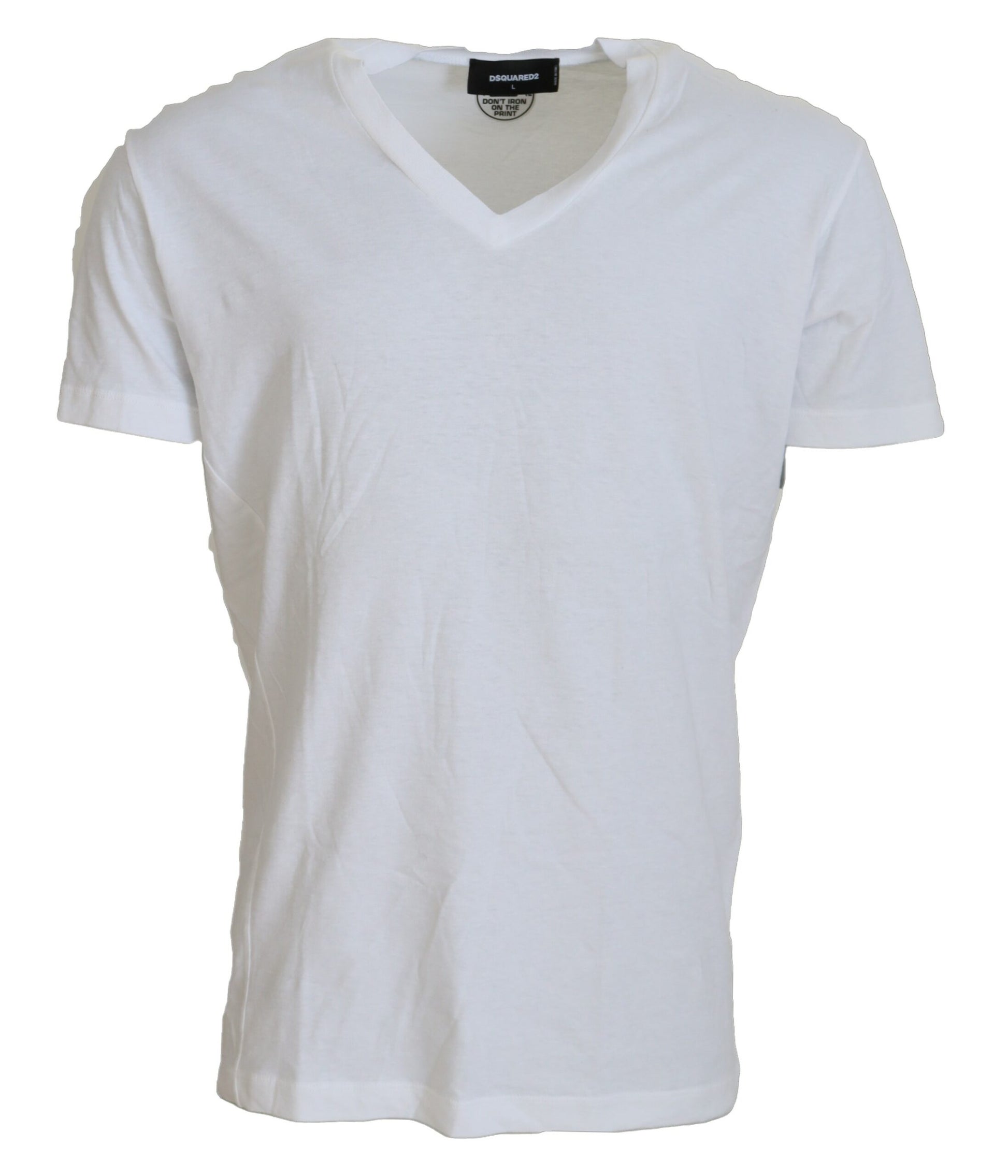 Dsquared¬≤ White Cotton Linen Short Sleeves V-neck T-shirt