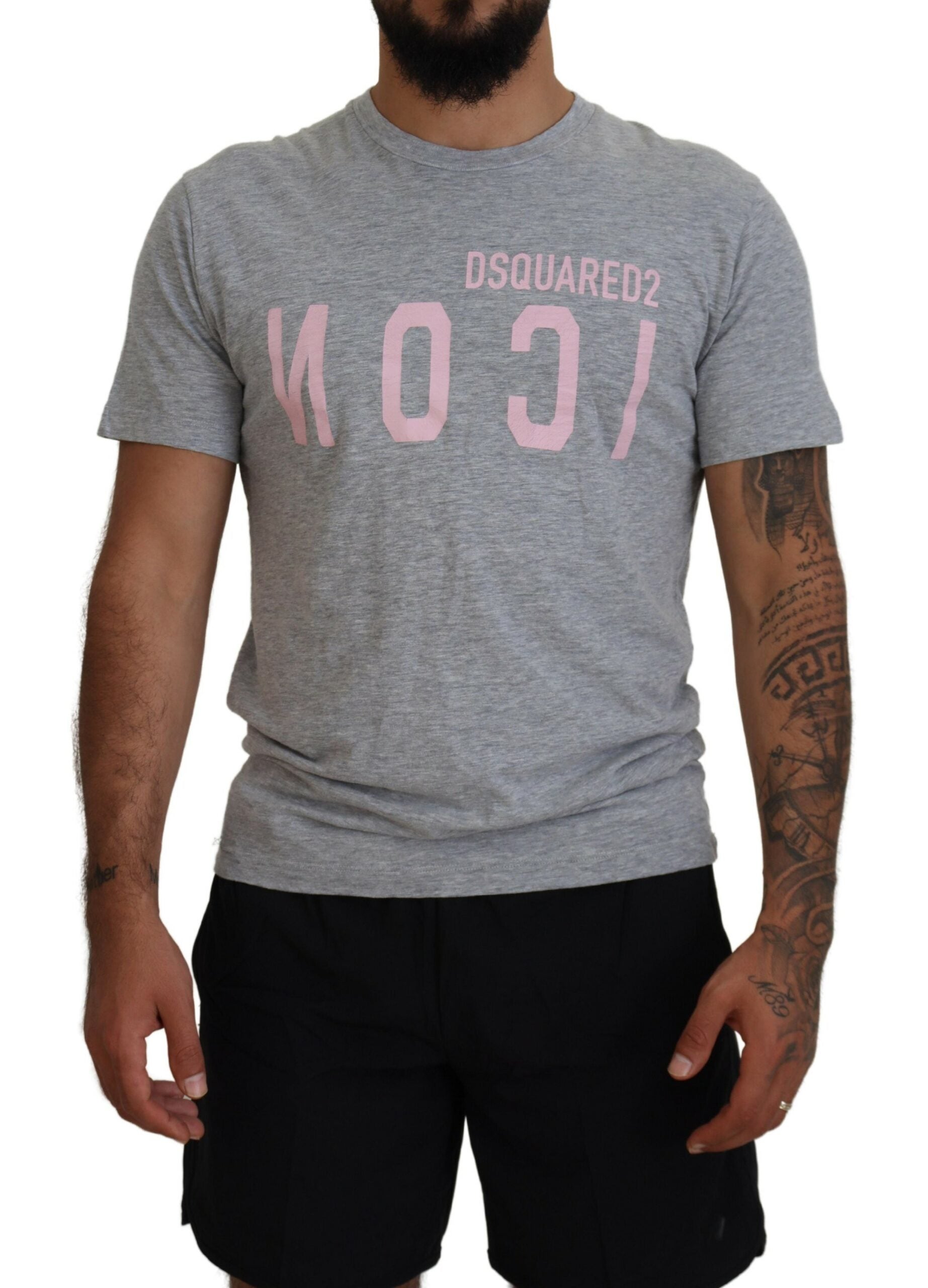 Dsquared¬≤ Gray Logo Cotton Short Sleeves Crewneck T-shirt