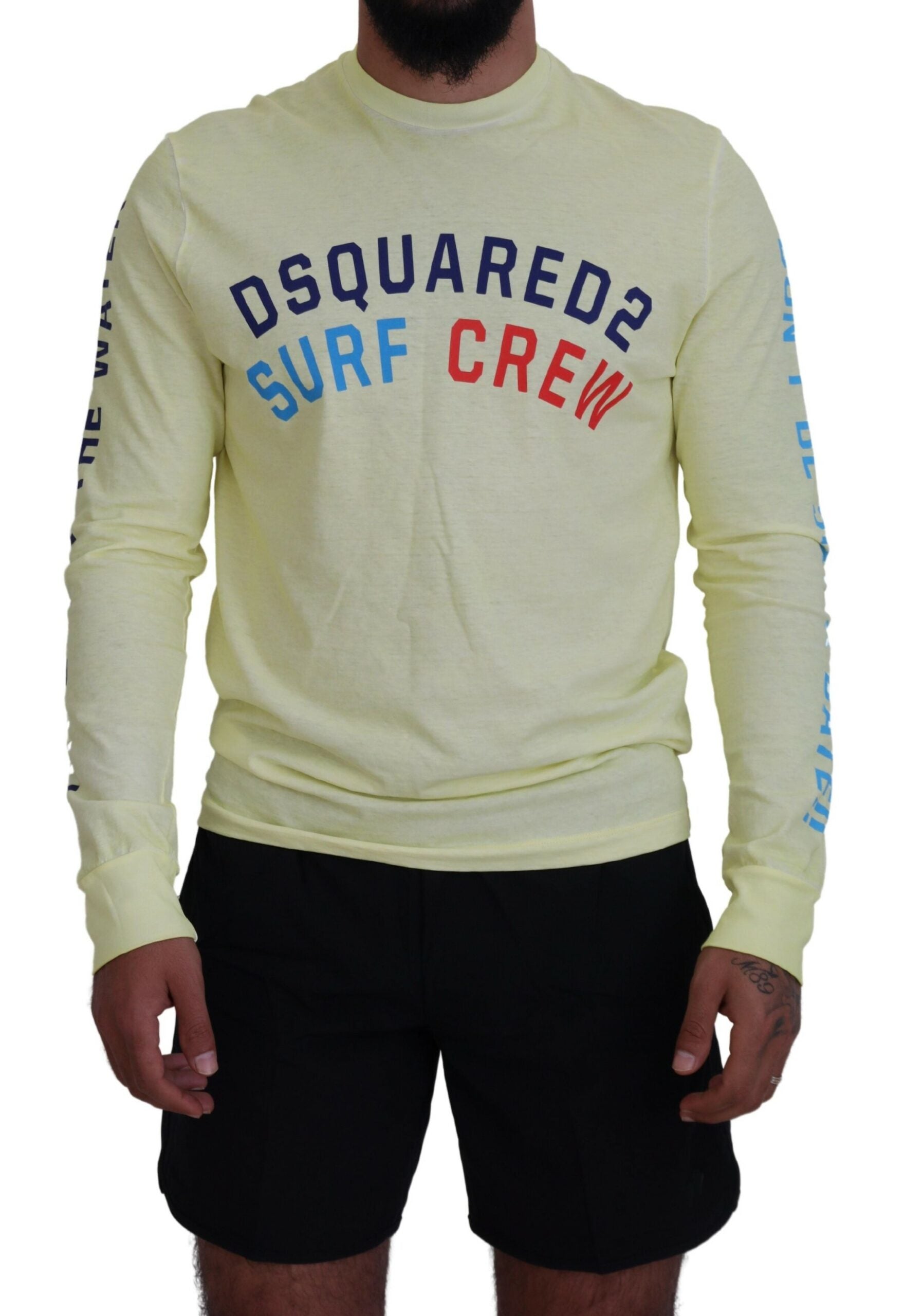 Dsquared¬≤ Yellow Colorful Print Long Sleeves Top T-shirt