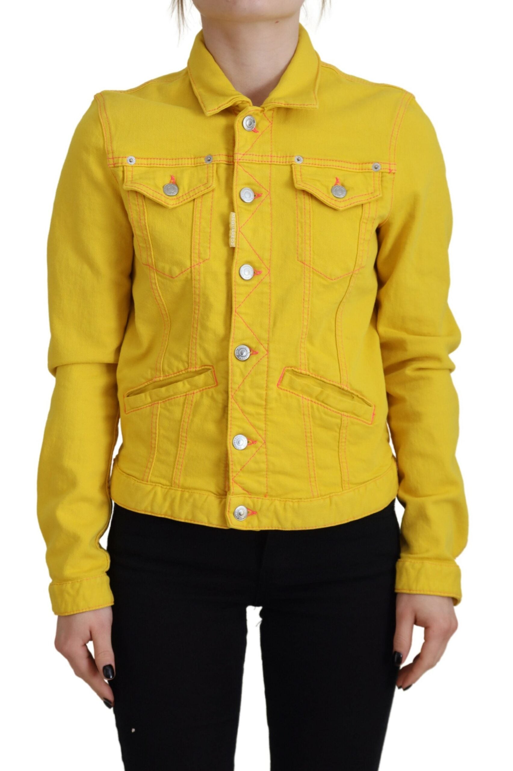 Dsquared¬≤ Yellow Collared Long Sleeves Denim Jacket
