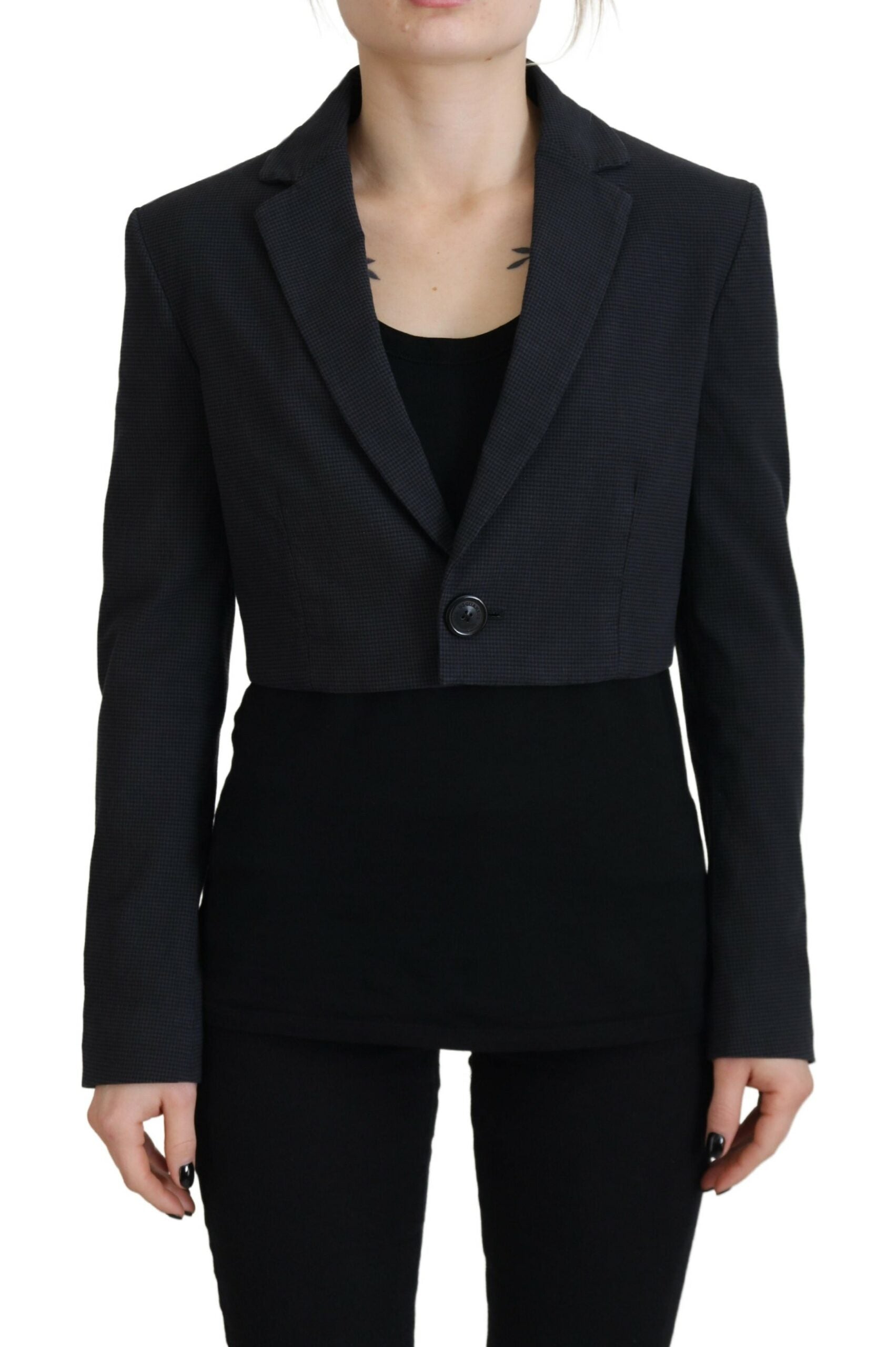 Dsquared¬≤ Black Cotton Cropped Button Blazer Jacket