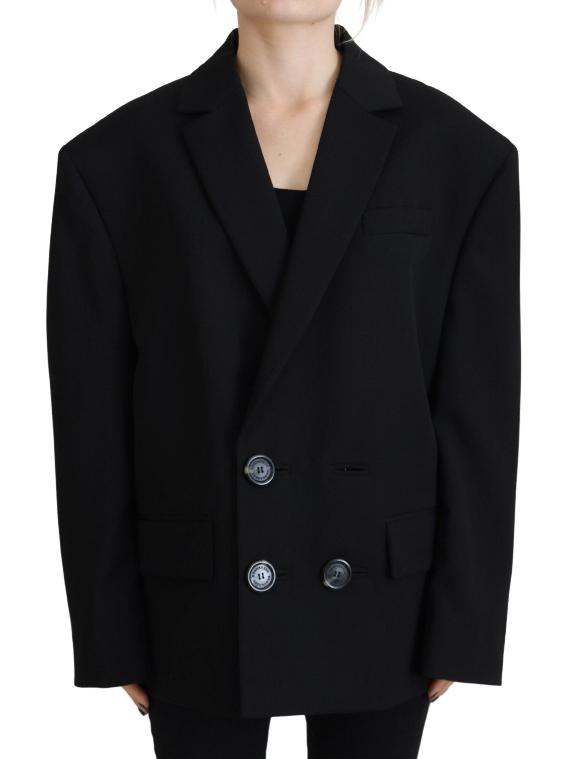 Dsquared¬≤ Black Double Breasted Coat Blazer Jacket
