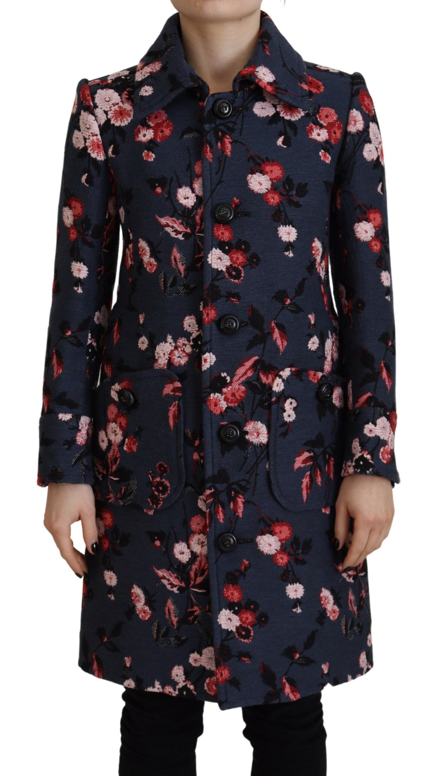 Dsquared¬≤ Multicolor Printed Women Long Coat Blazer Jacket