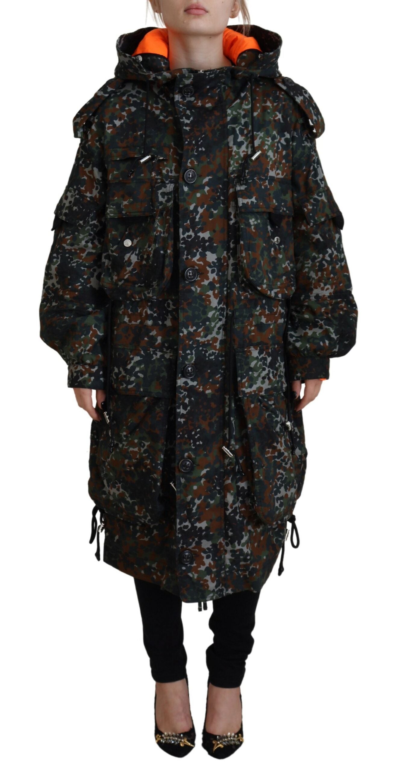 Dsquared¬≤ Green Hooded Goth Camouflage Print Parka Coat Jacket