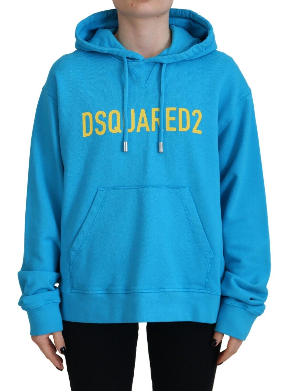 Dsquared¬≤ Blue Logo Print Cotton Hoodie Sweatshirt Sweater