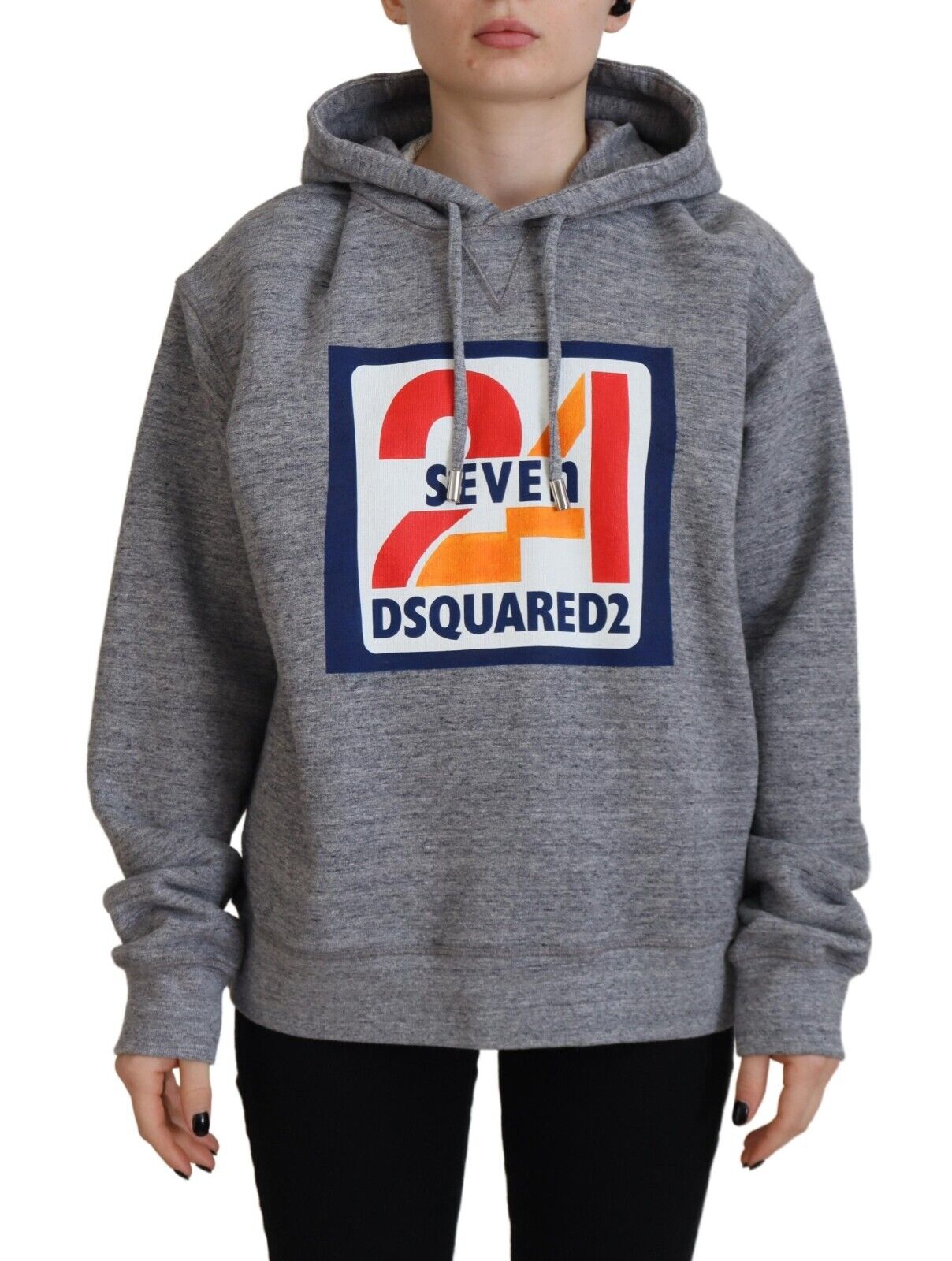 Dsquared¬≤ Gray Logo Print Cotton Hoodie Sweatshirt Sweater