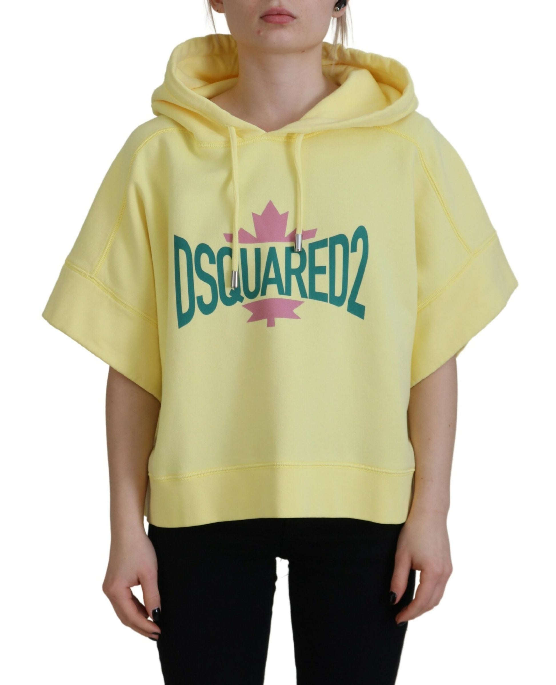Dsquared¬≤ Yellow Logo Print Cotton Hoodie Sweatshirt Sweater