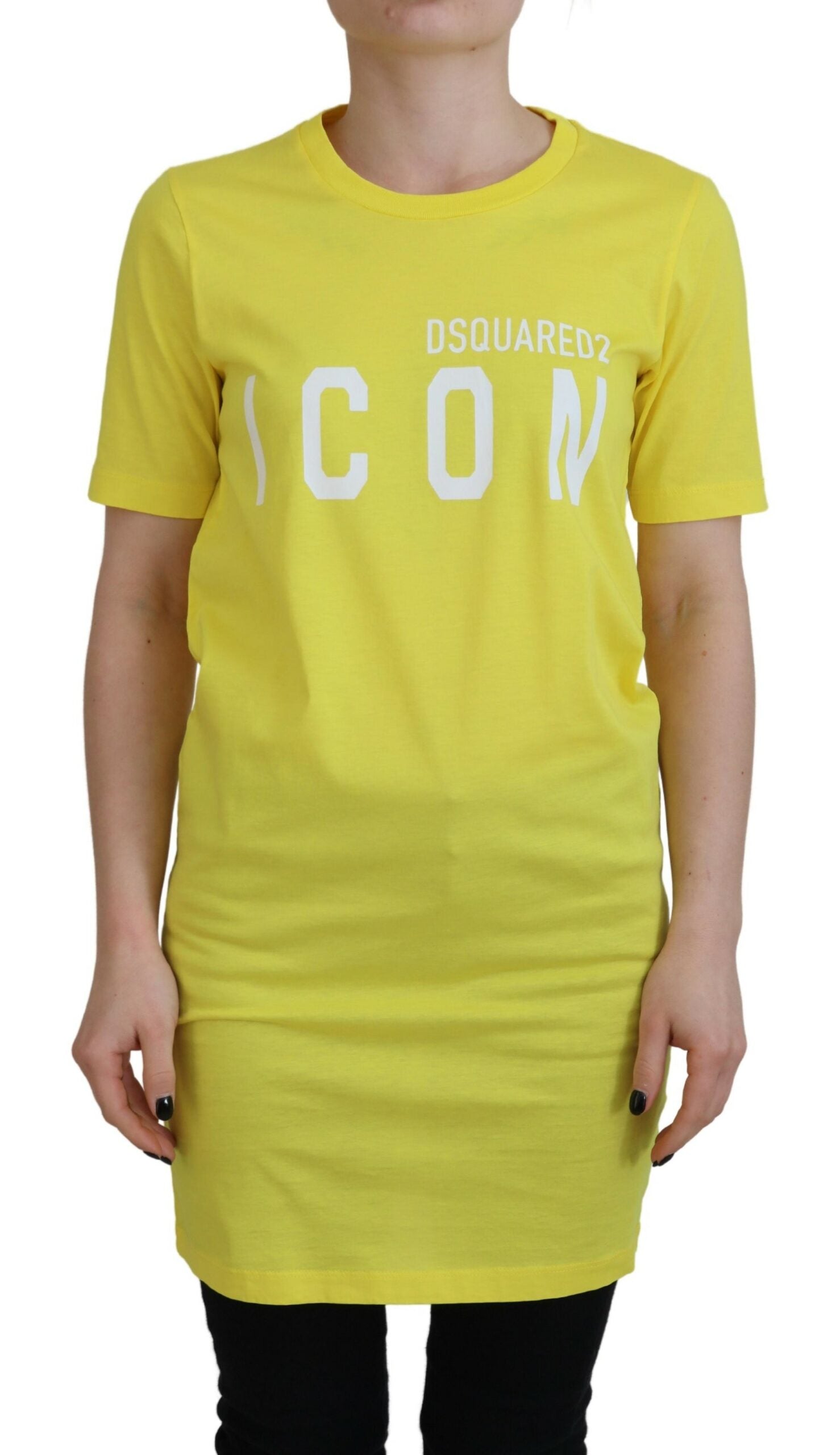 Dsquared¬≤ Yellow CottonShiny Icon Renny Dress Crewneck T-shirt