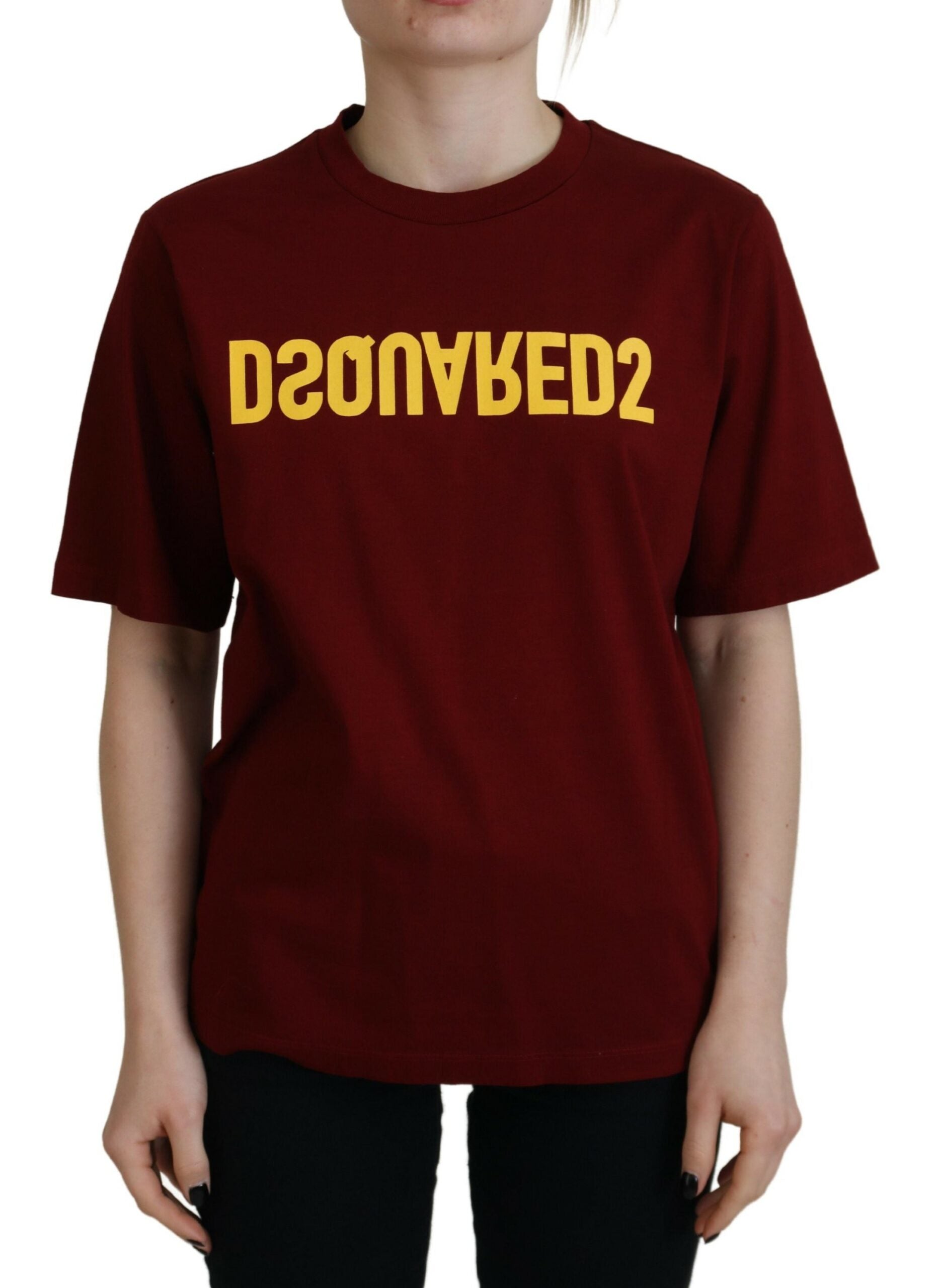Dsquared¬≤ Maroon Logo Cotton Crewneck Short Sleeve Tee T-shirt