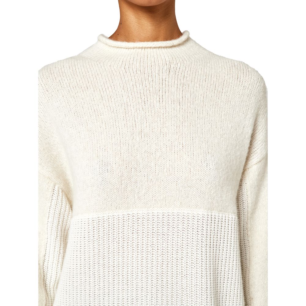 Alpha Studio White Recycled Wool Women Sweater