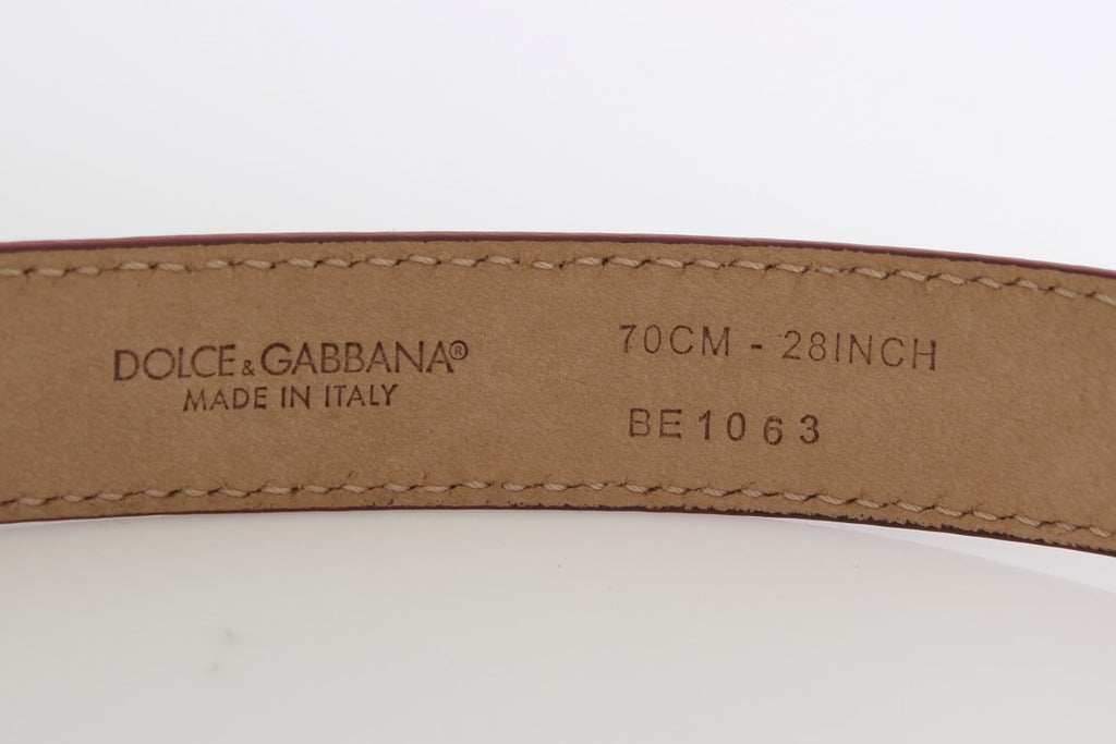 Dolce & Gabbana Pink Polka Snakeskin Silver Buckle Belt