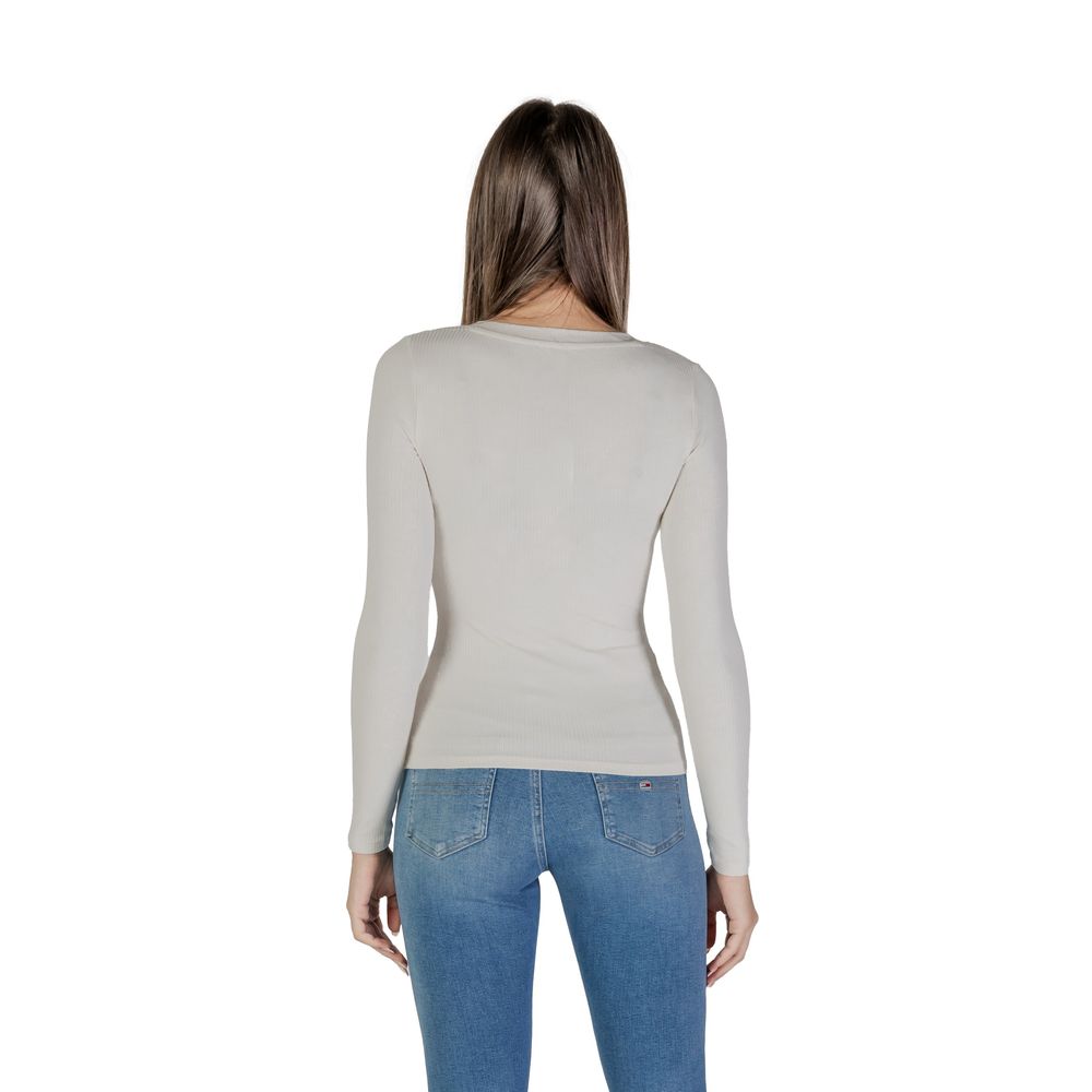 Guess Cream Viscose Long Sleeve T-Shirt