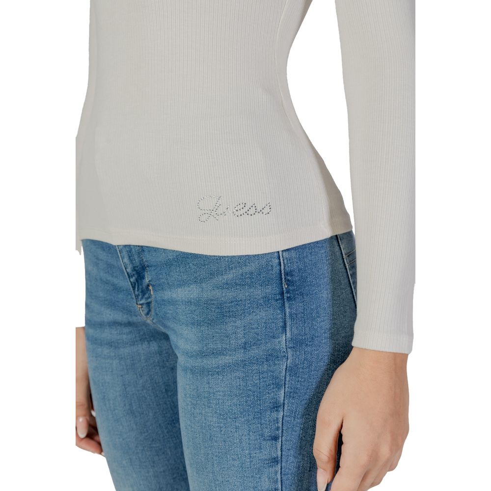 Guess Cream Viscose Long Sleeve T-Shirt