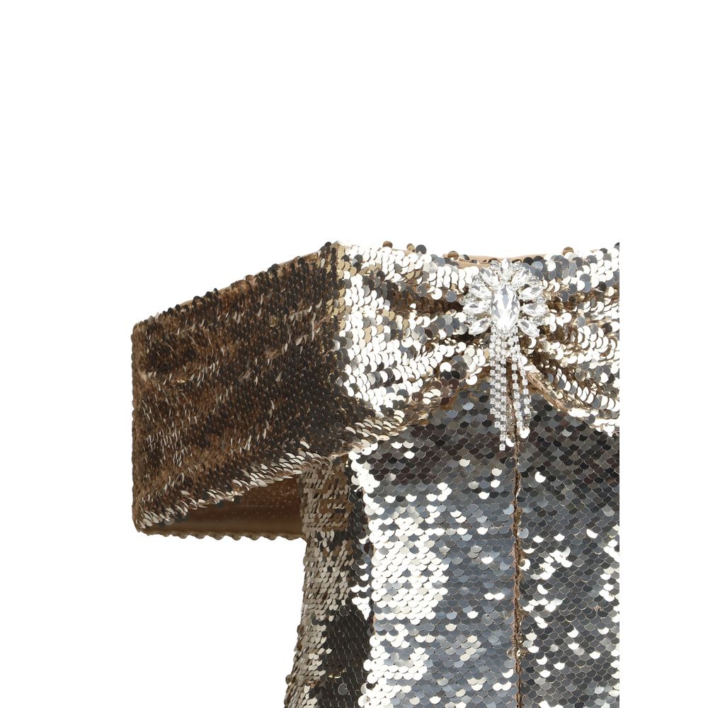 Self-Portrait Gold Polyester Cocktail Dress