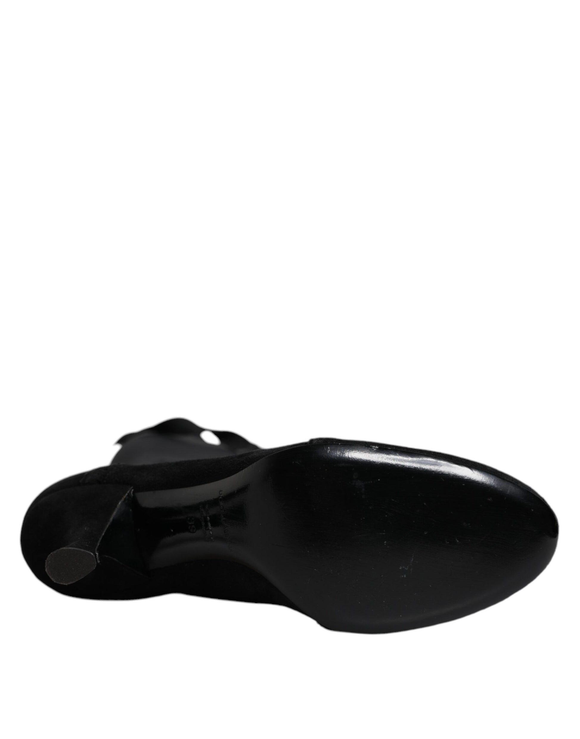 Dolce & Gabbana Black Lace Up Heels High Boots Shoes