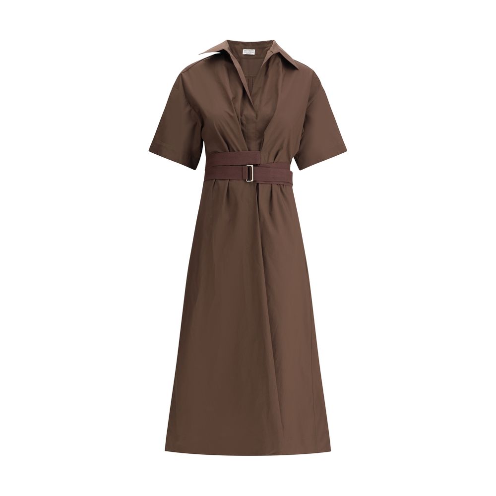 Brunello Cucinelli Brown Cotton Casual Dress