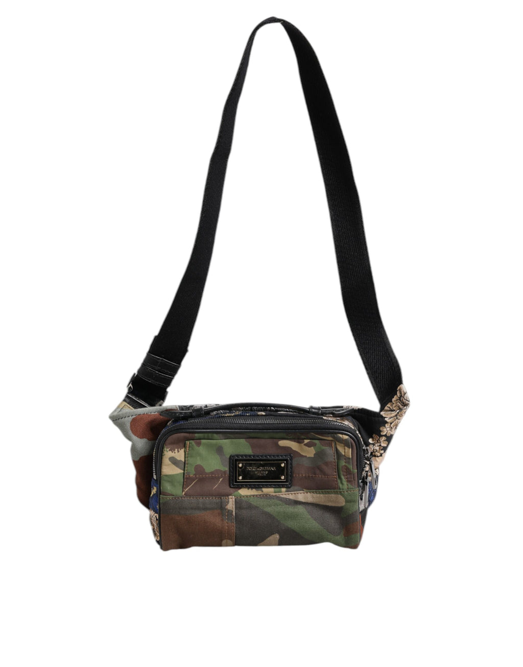 Dolce & Gabbana Multicolor Camouflage Patchwork Logo Waist Fanny Pack Bag