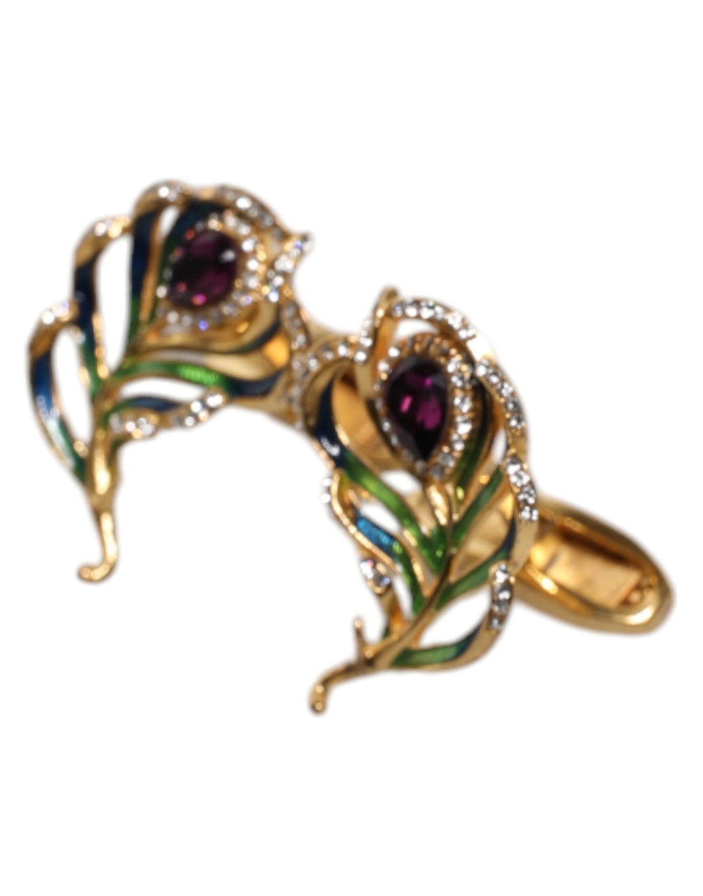 Dolce & Gabbana Multicolor Peacock Feathers 925 Sterling Silver Cufflink