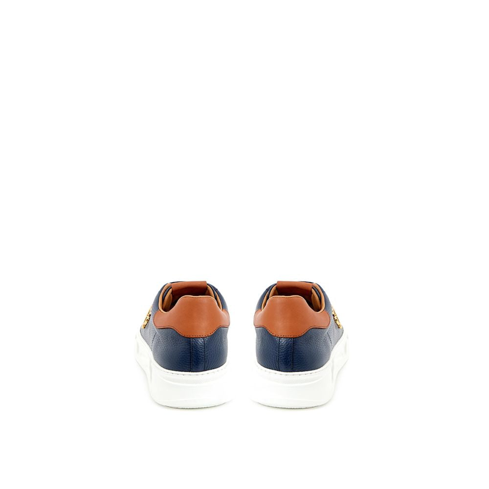 Roberto Cavalli Blue Leather Low Top Sneakers