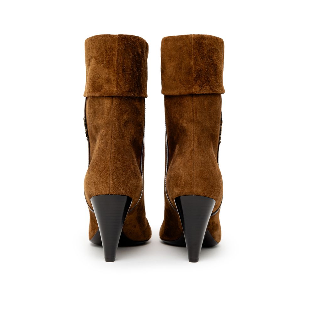 Saint Laurent Brown Suede Leather Ankle Boots