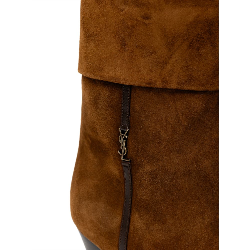 Saint Laurent Brown Suede Leather Ankle Boots