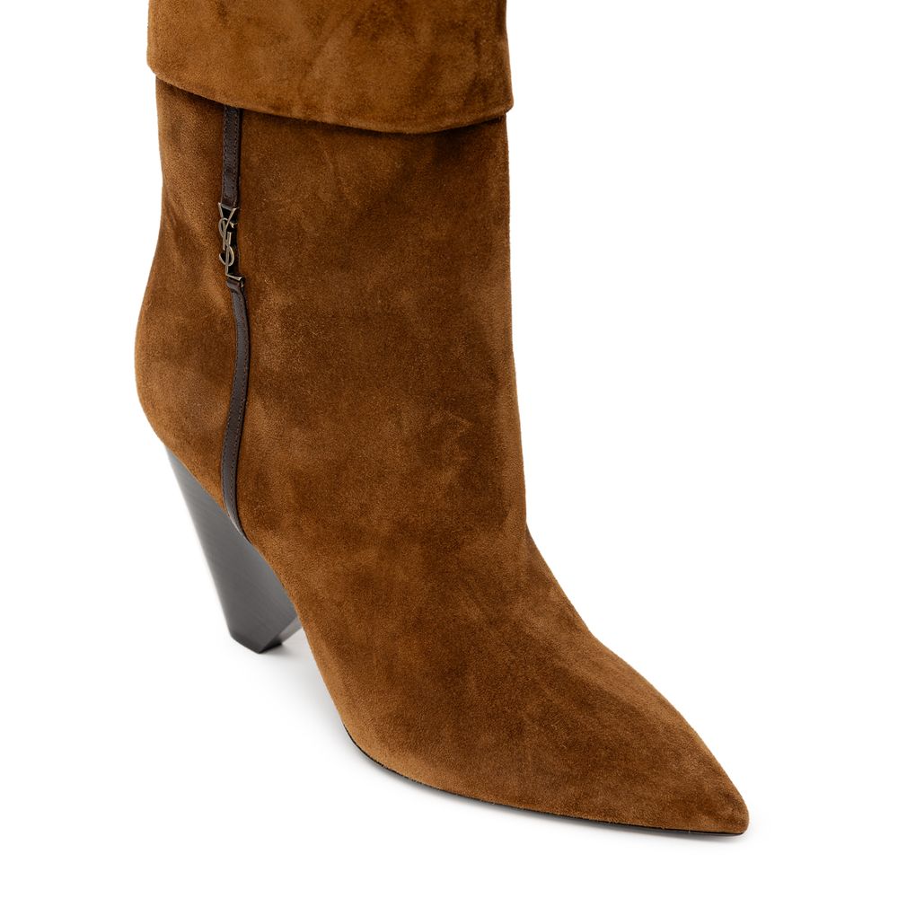 Saint Laurent Brown Suede Leather Ankle Boots