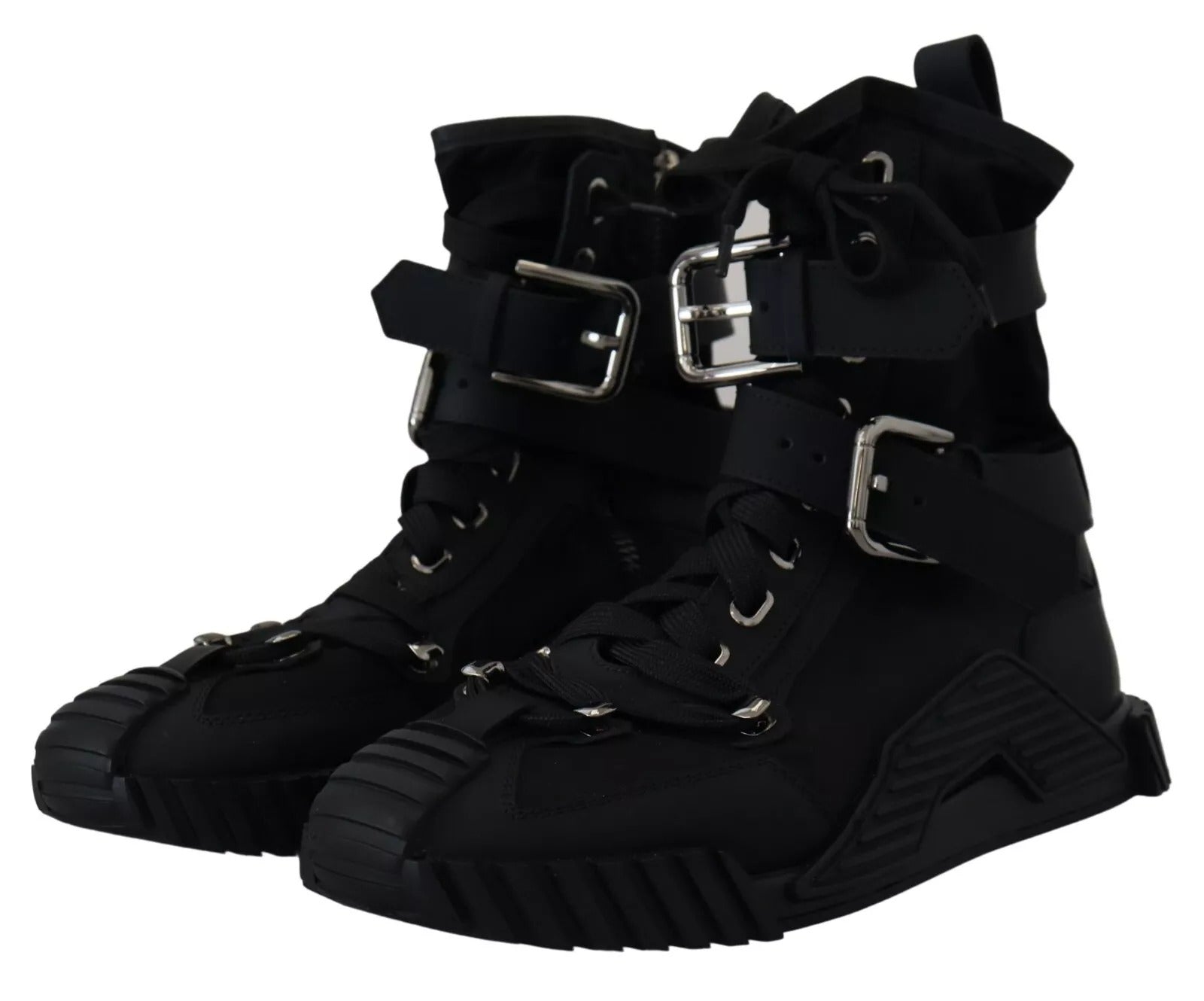 Dolce & Gabbana Black Nylon High Top Sorrento Sneakers Shoes