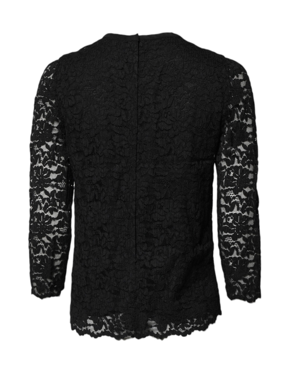 Dolce & Gabbana Black Lace STAFF Crew Neck Long Sleeves Top