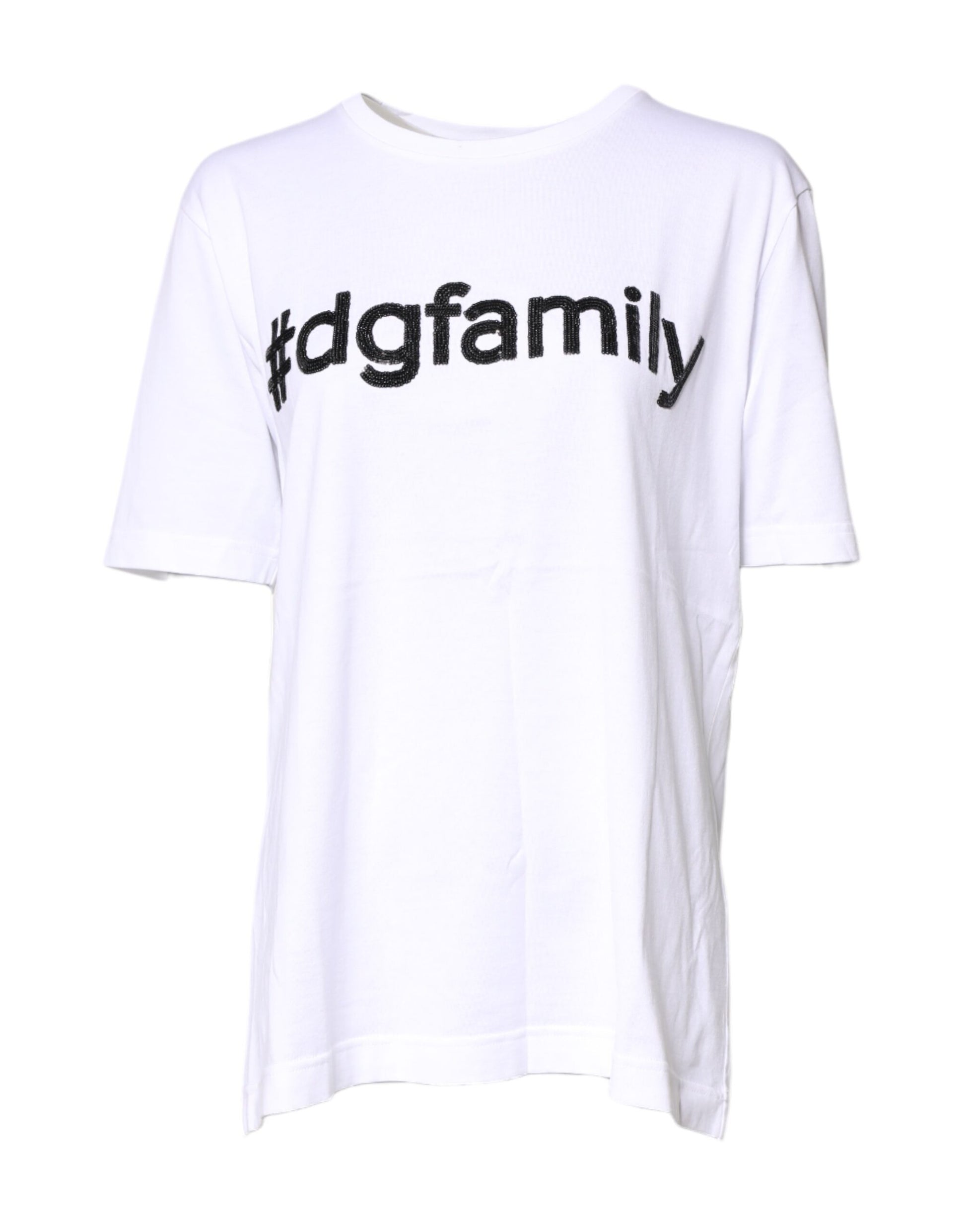 Dolce & Gabbana White #DGFamily Print Cotton Crew Neck T-shirt