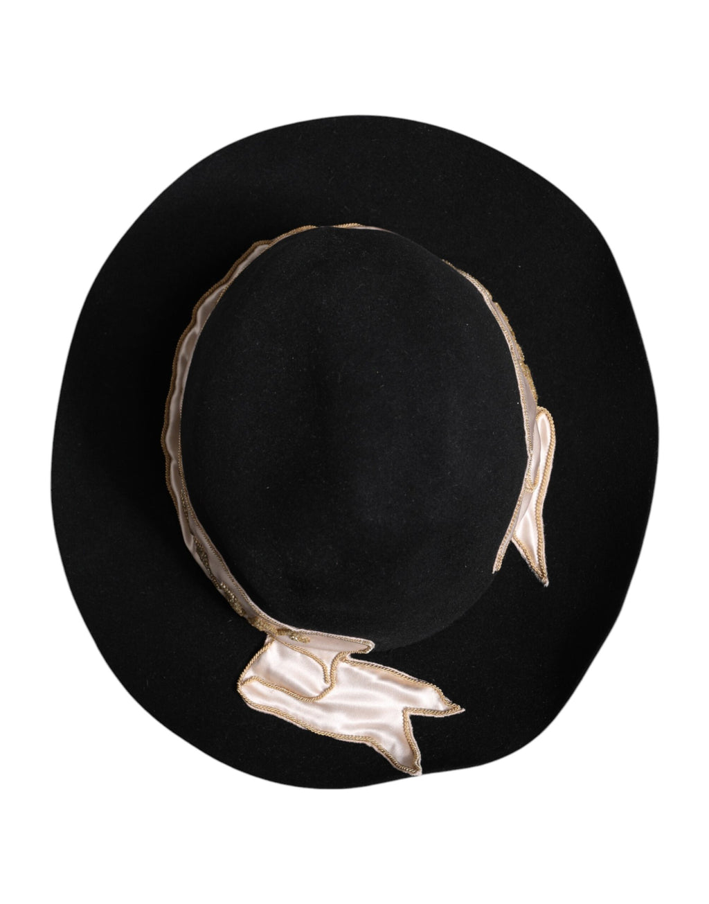 Dolce & Gabbana Black Logo Sequin Embroidery Wide Brim Hat