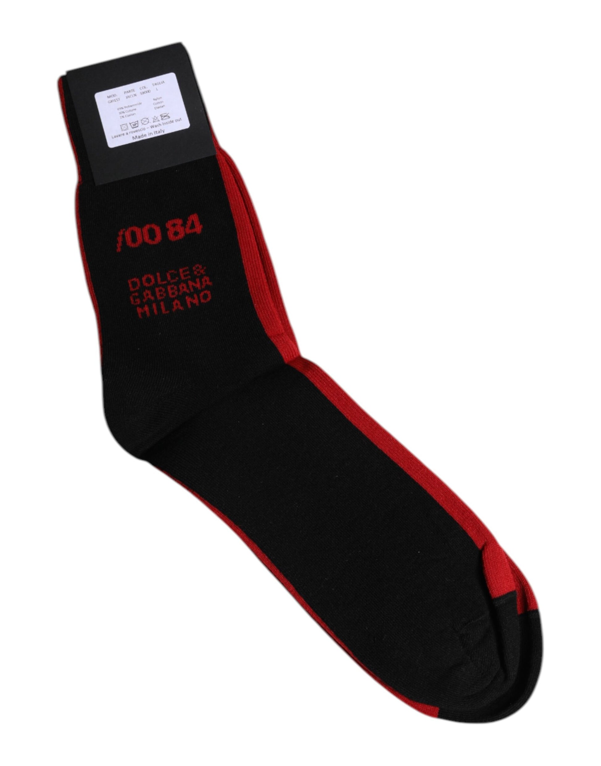 Dolce & Gabbana Black Nylon DG Logo Mid Calf Men Socks