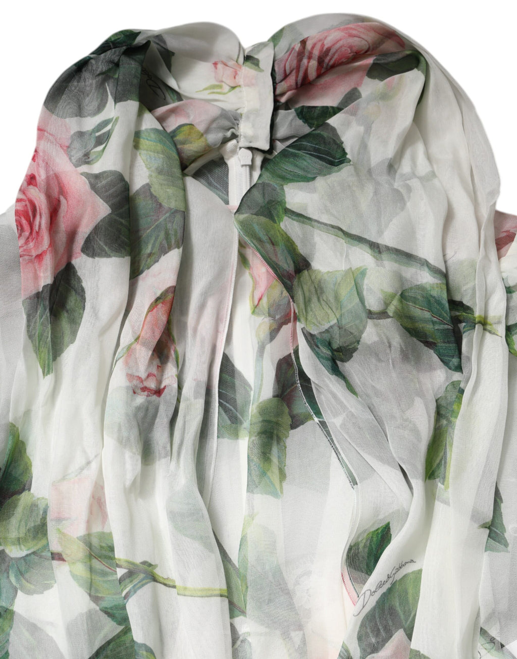 Dolce & Gabbana White Floral Roses Maxi Long Gown Dress