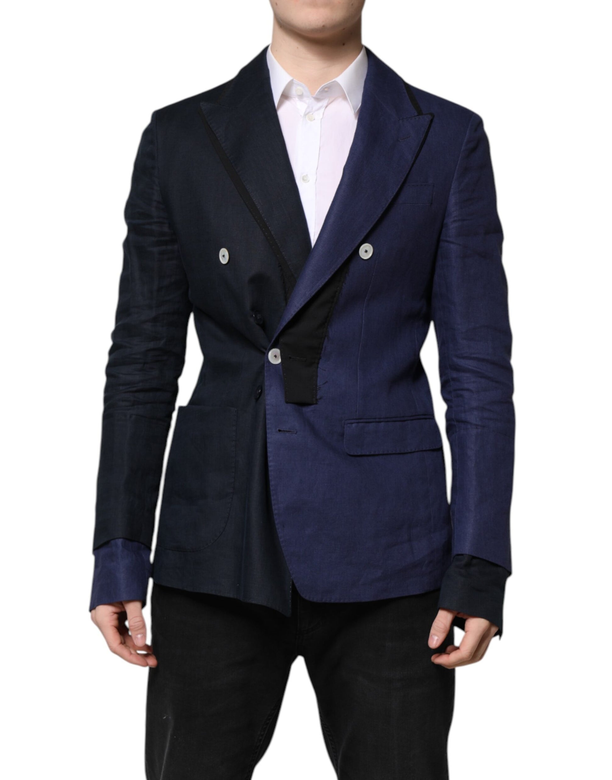 Dolce & Gabbana Navy Blue Double Breasted Suit Coat Blazer