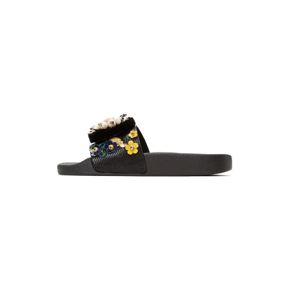 Dolce & Gabbana Black Cotton Sandal