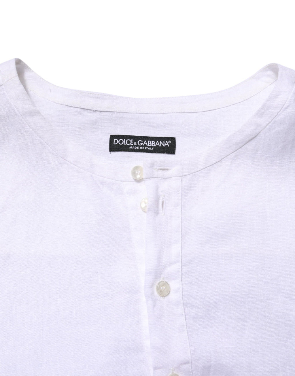 Dolce & Gabbana White Linen Long Sleeves Casual Men Shirt