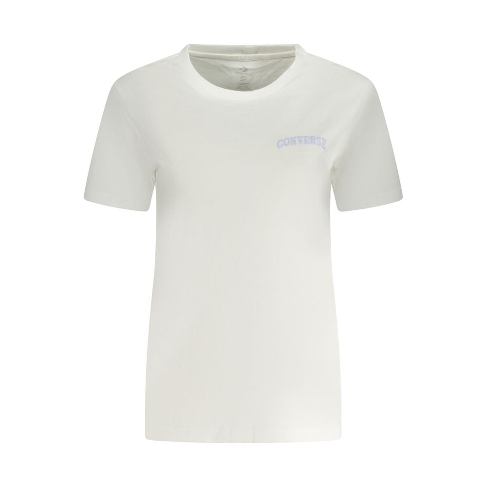 Converse White Cotton Women T-Shirt