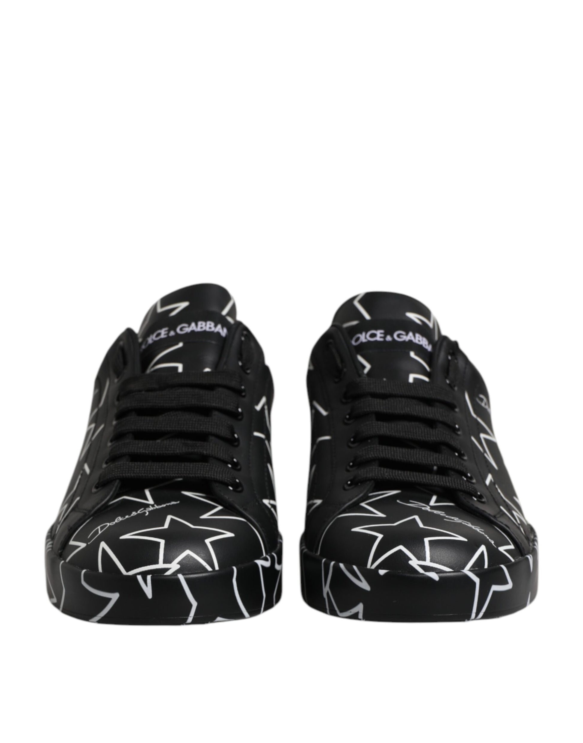 Dolce & Gabbana Black White Stars Low Top Men Sneakers Shoes