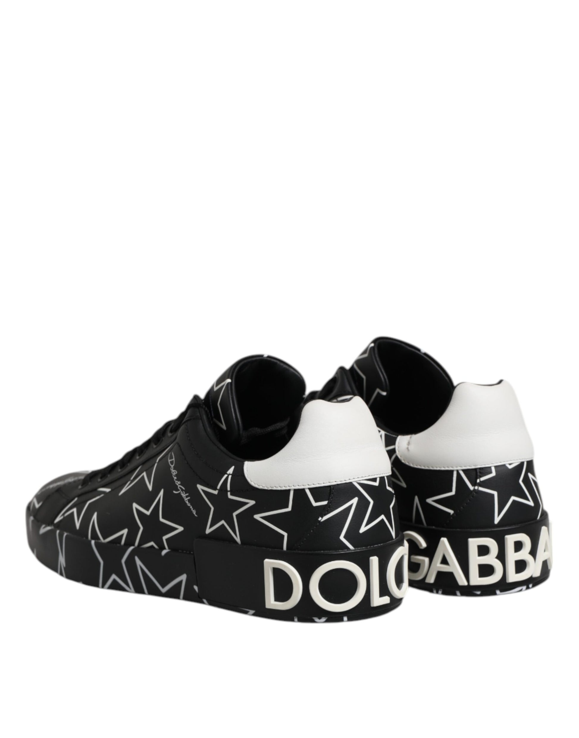 Dolce & Gabbana Black White Stars Low Top Men Sneakers Shoes