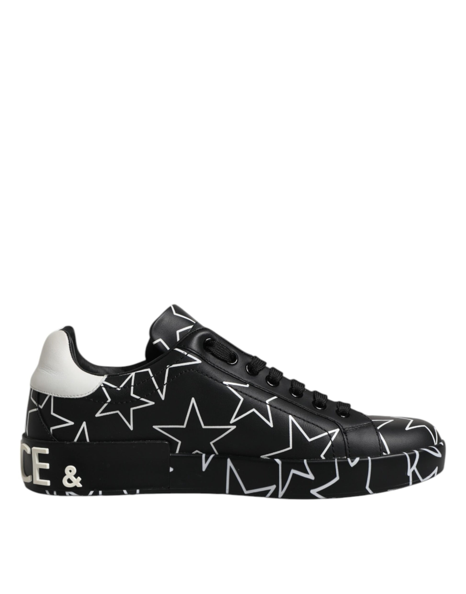 Dolce & Gabbana Black White Stars Low Top Men Sneakers Shoes